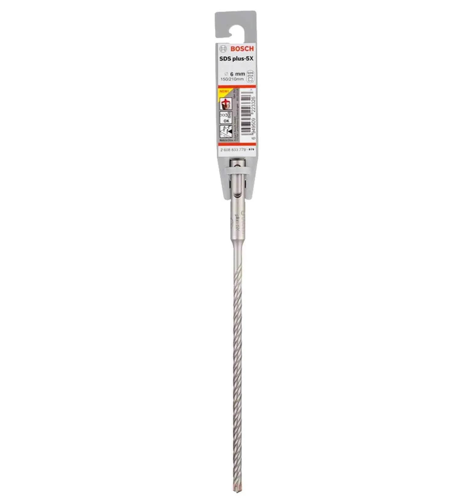 Bosch SDS Plus-5X 6 x 210 mm Dört Elmaslı Matkap Ucu 2608833779Delme Uçları