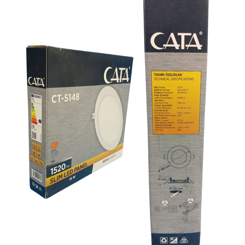 Cata Slim Led Panel S/A Yuvarlak 15W Beyaz CT-5148BLed Panel Armatürler