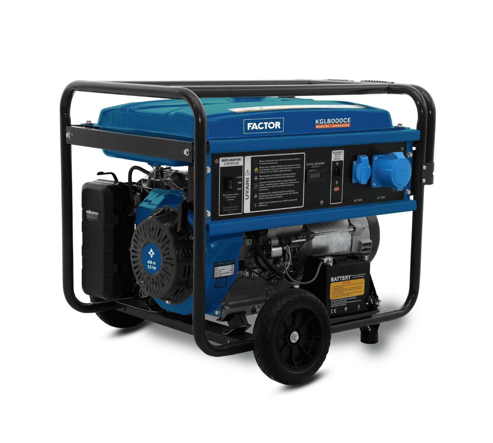 Factor KGL8000CE Benzinli Jeneratör Monofaze 8.1KVA Jeneratörler