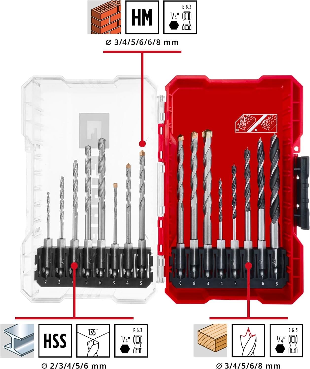 Einhell Bits Uç Set Metal-Ahşap-Beton 16 Parça 108953Bits Uçlar ve Adaptörler