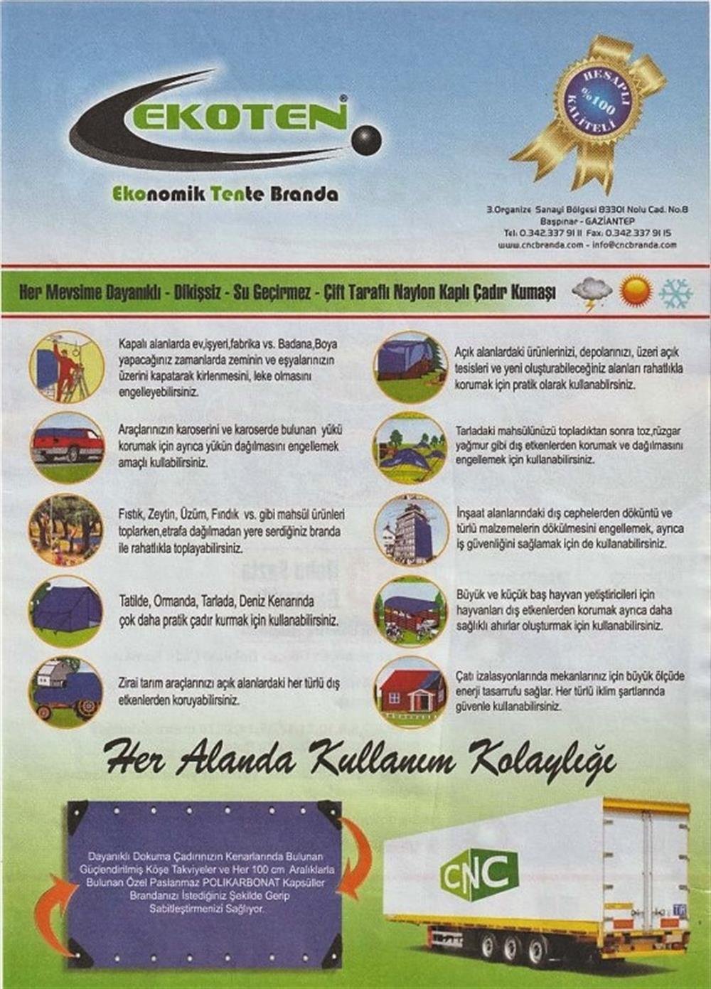 Ekotente Çadır Bezi Branda Ebatlı 3x3 MtBrandalar