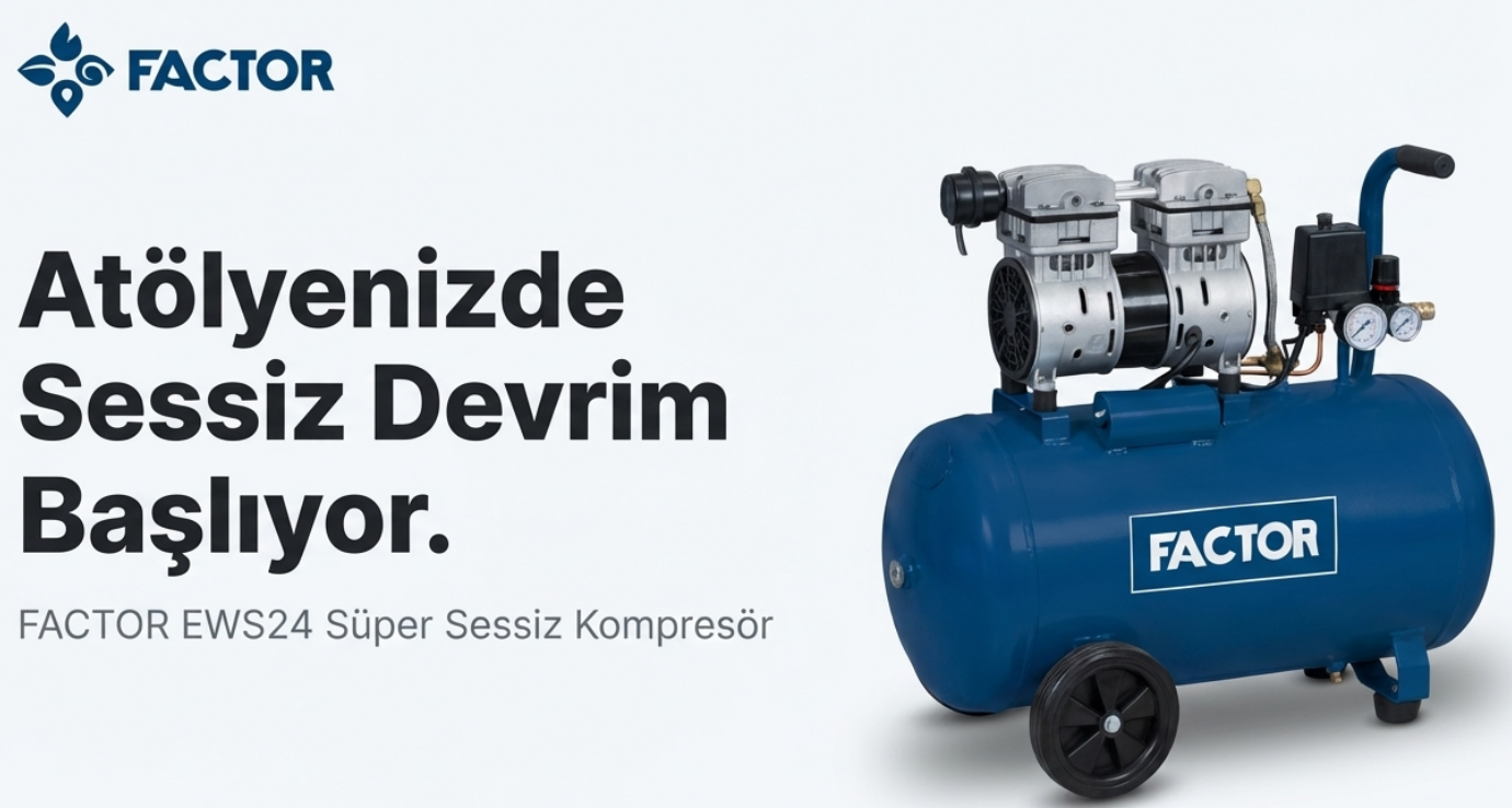 Factor Hava Komprasörü 24 LT Sessiz EWS24Kompresörler