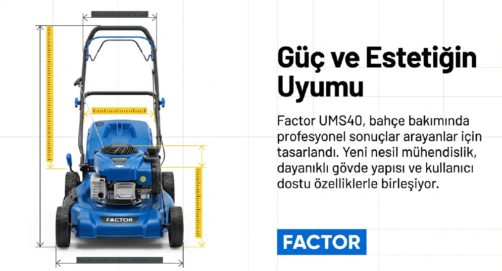 Factor Benzinli Çim Biçme Makinası Şanzımanlı 40 CM UMS40Benzinli Grup