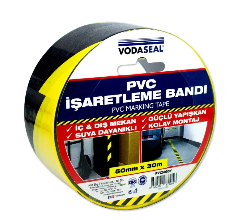 Vodaseal Pvc İşaretleme Bandı 50mm*30MT Pvc5030Yİkaz Şeridi
