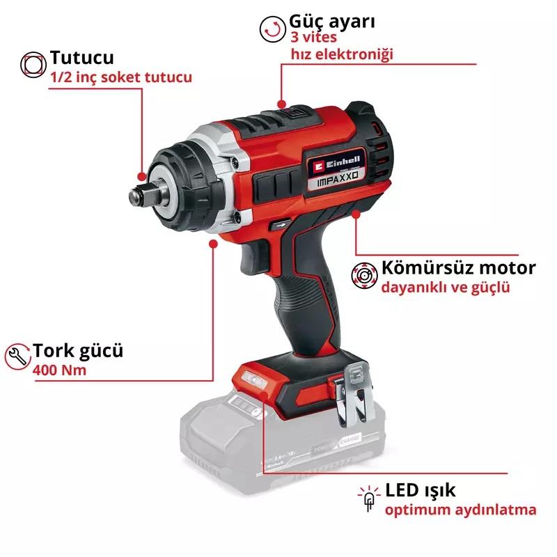 Einhell IMPAXXO 18/400 Solo Darbeli Somun Sıkma 4510070Akülü Somun Sıkma Makinaları