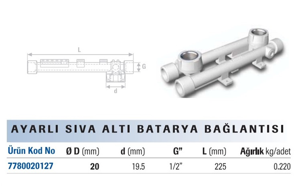 Fırat Pp Ayarlı Batarya Bağlantısı 20 LikPolipropilen Su Tesisat Malzemeleri