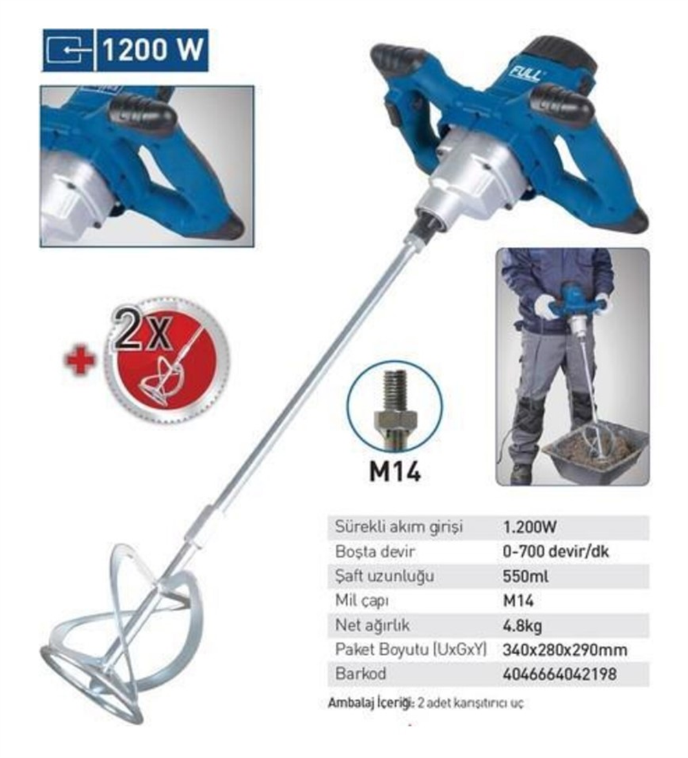 Full PM1200 Boya ve Harç Karıştırıcı 1200WKarıştırıcılar