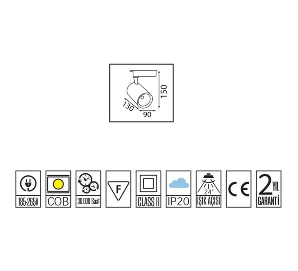 Horoz Ray Spot Armatür Siyah Kasa 30W Beyaz Işık BASRA-30Led Panel Armatürler