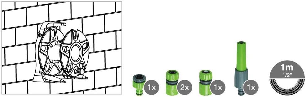HORTUM SETİ DUVAR MONTELİ TAMBUR  15mt 1/2