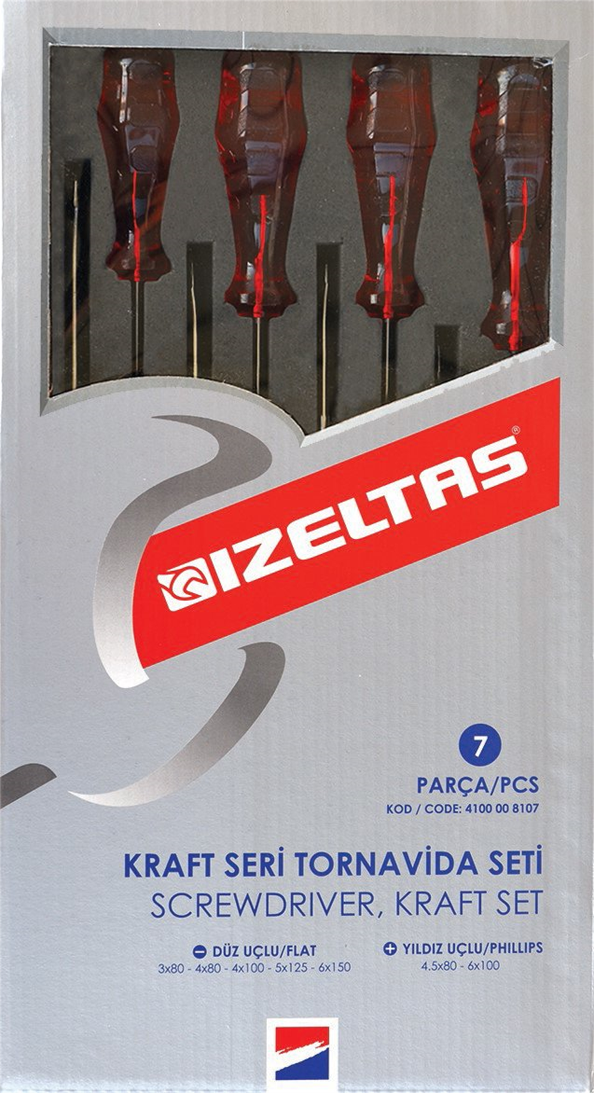 İZELTAŞ Kraft Seri Tornavida Seti 7 Parça