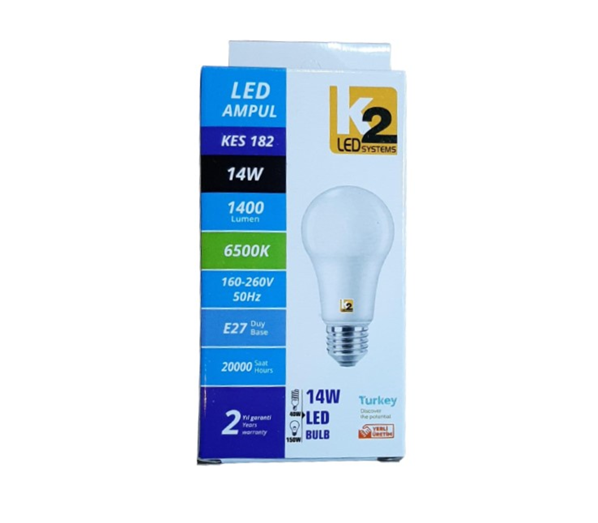 K2 Led Ampul 14W Beyaz E27Aydınlatma Grubu