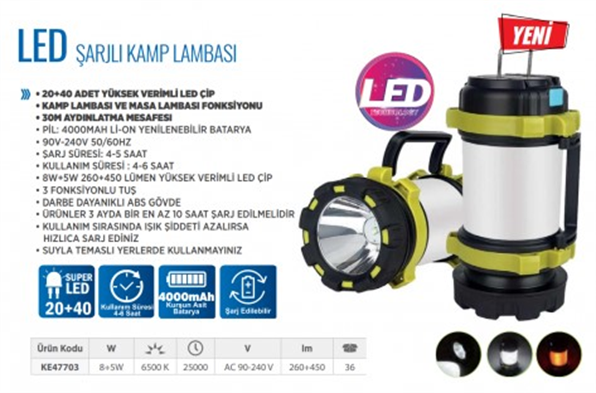 Klaus Led Kamp Lambası KE47703Led Grubu