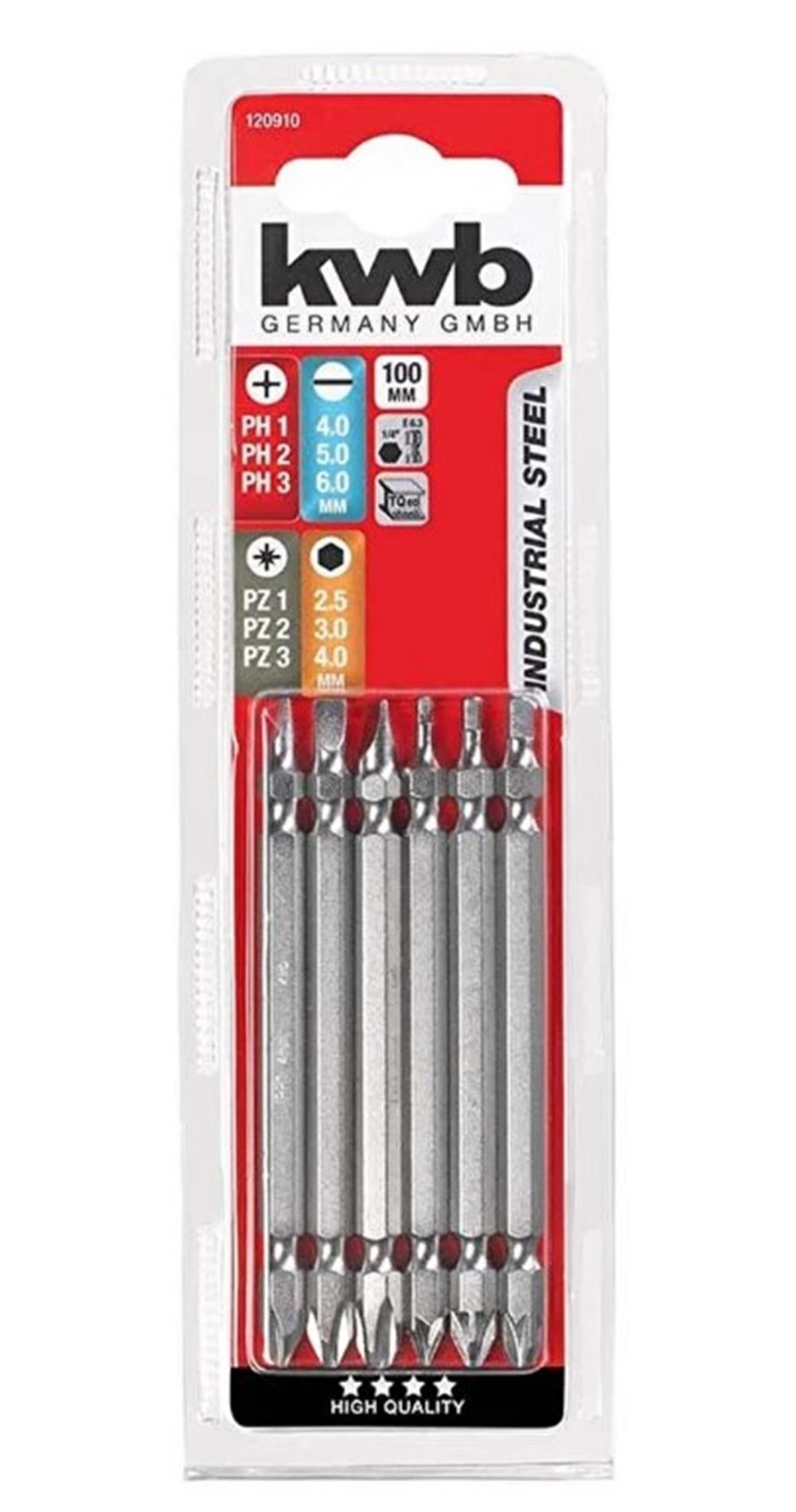 Kwb 120910 Çift Taraflı Bits Uç Set 6 Parça 100 Mm Matkap Uçları