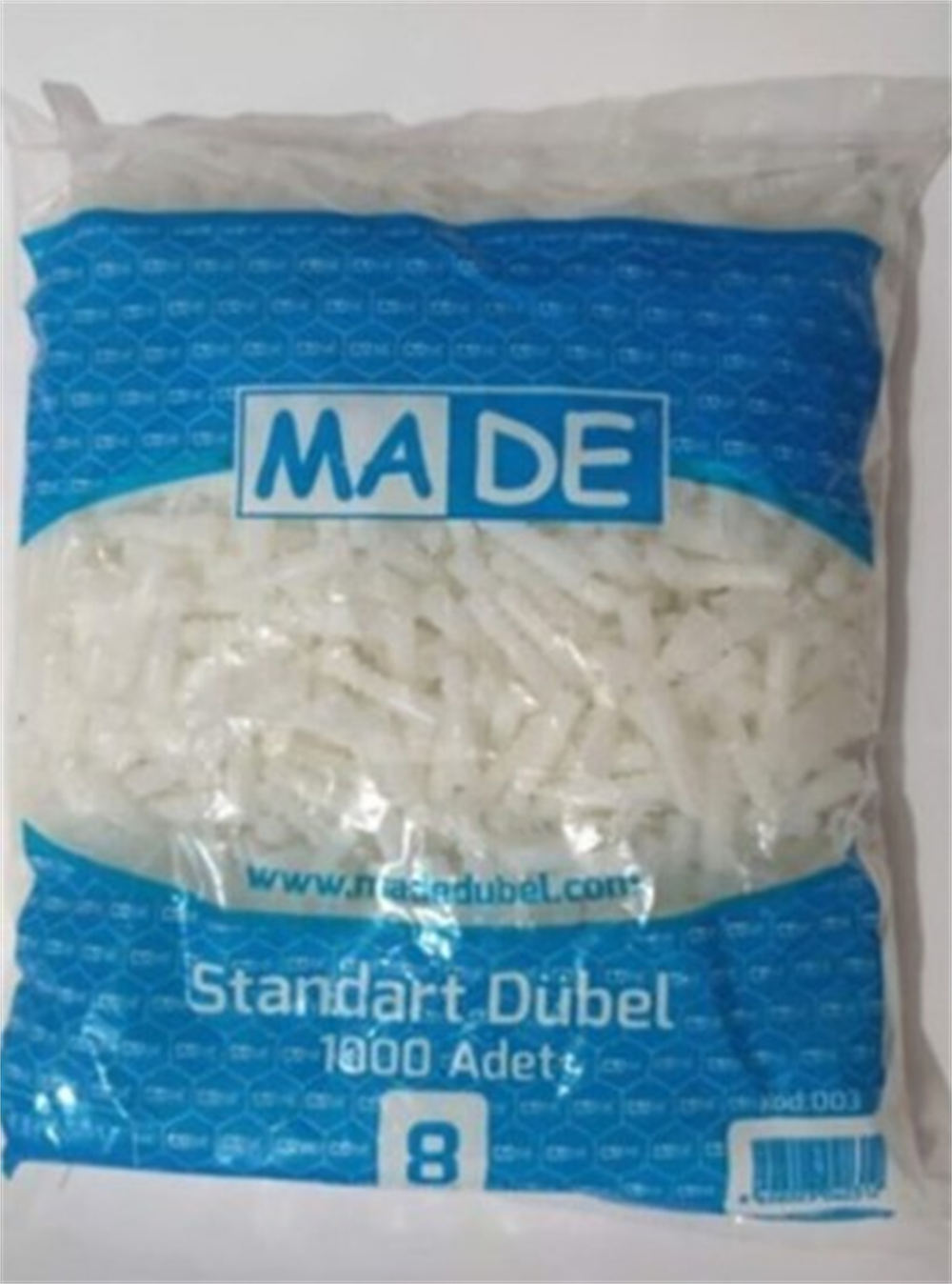 Made Plastik Dübel Beyaz 8mm (1000)Kroşe ve Dübeller