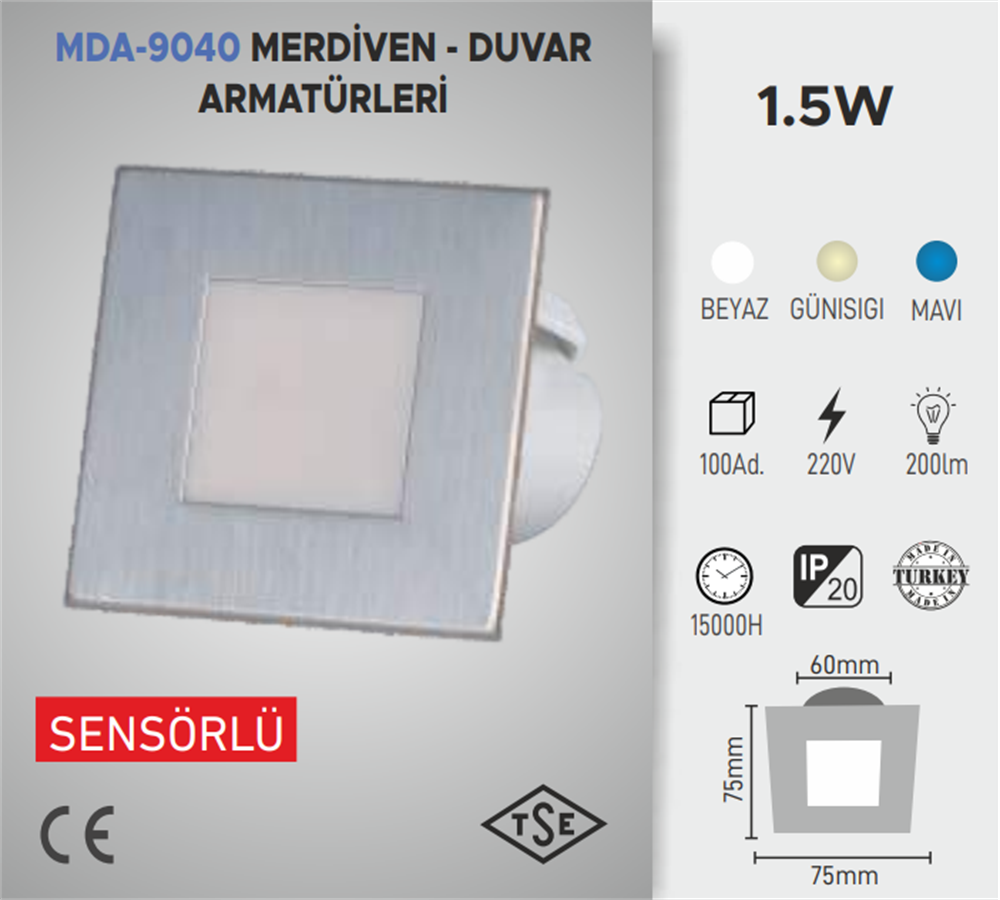 Maxled Led Armatür Sıva Altı Sensörlü MDA-9040 GünışığıLed Panel Armatürler
