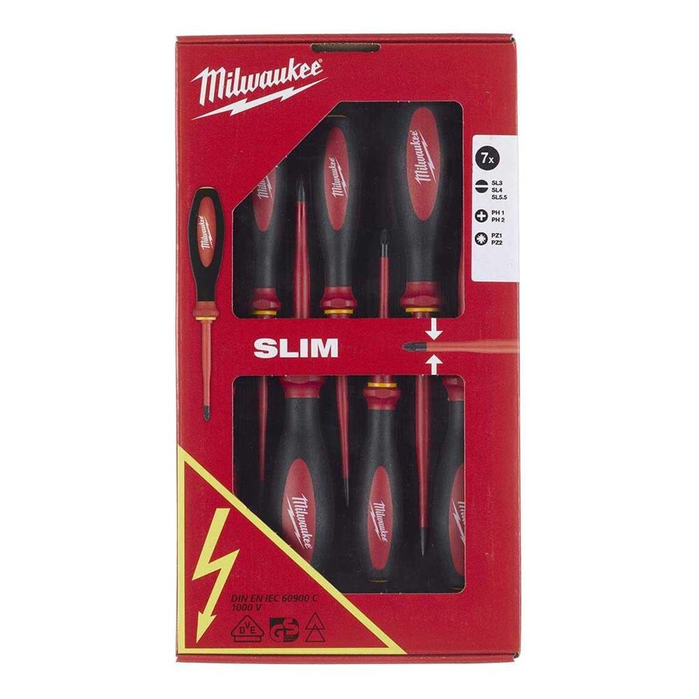 Milwaukee 7 Parça VDE Slim Tornavida Seti 1000V 4932471453Tornavidalar