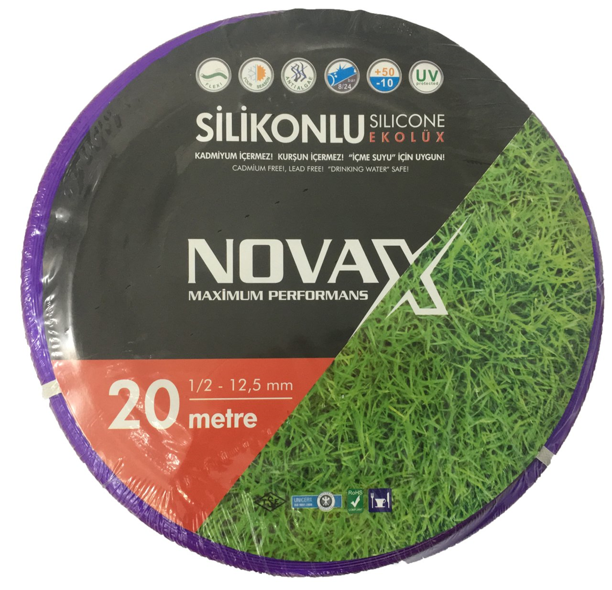 NOVAX Silikonlu Bahçe Hortumu Ekolüx 20 Metre - 1/2 ''