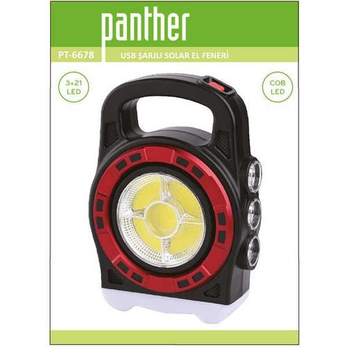 Panther Usb Şarjlı Solar El Feneri PT-6678El Fenerleri