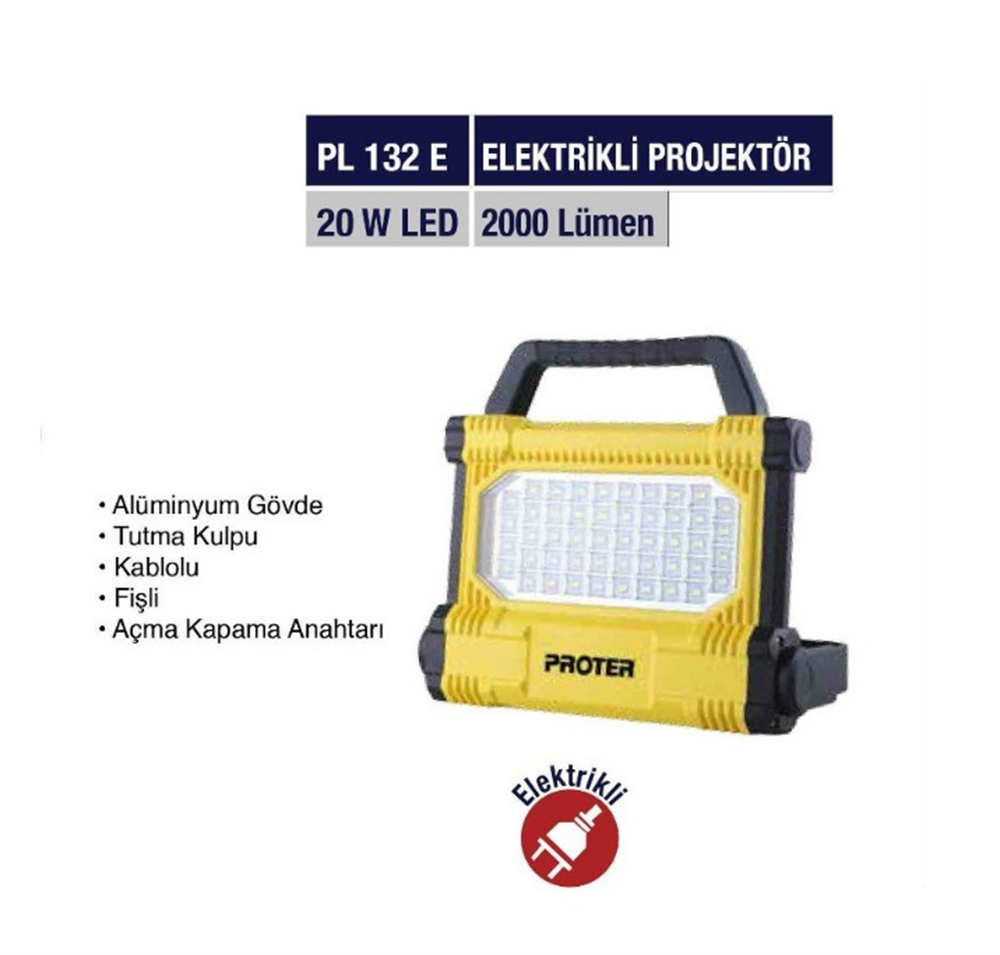 Proter PL 132 E Elektrikli Projektör - 20 W LedLed Projektörler