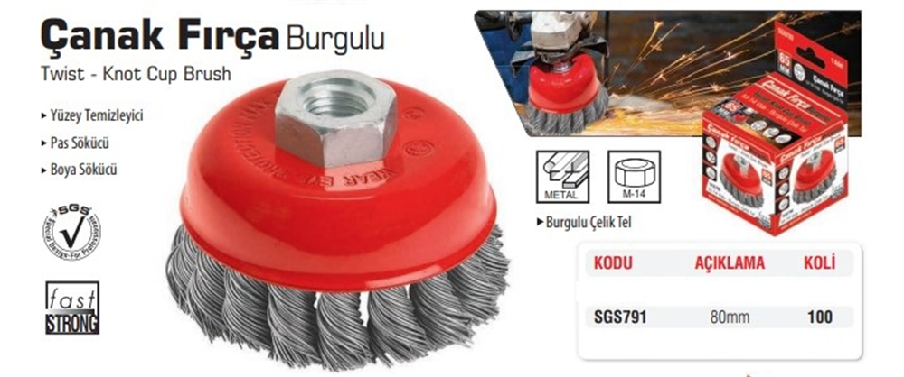 Sgs Çanak Fırça Burgulu 80 Mm Sgs791Çanak Fırçalar