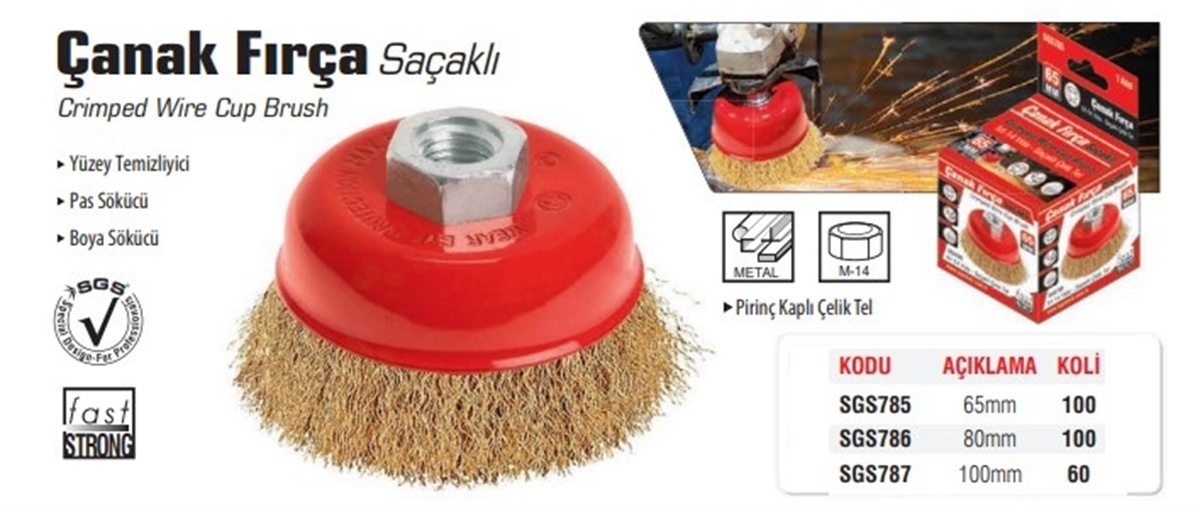 SGS Çanak Fırça Saçaklı 100 Mm SGS787Fırçalar ve Yersiller