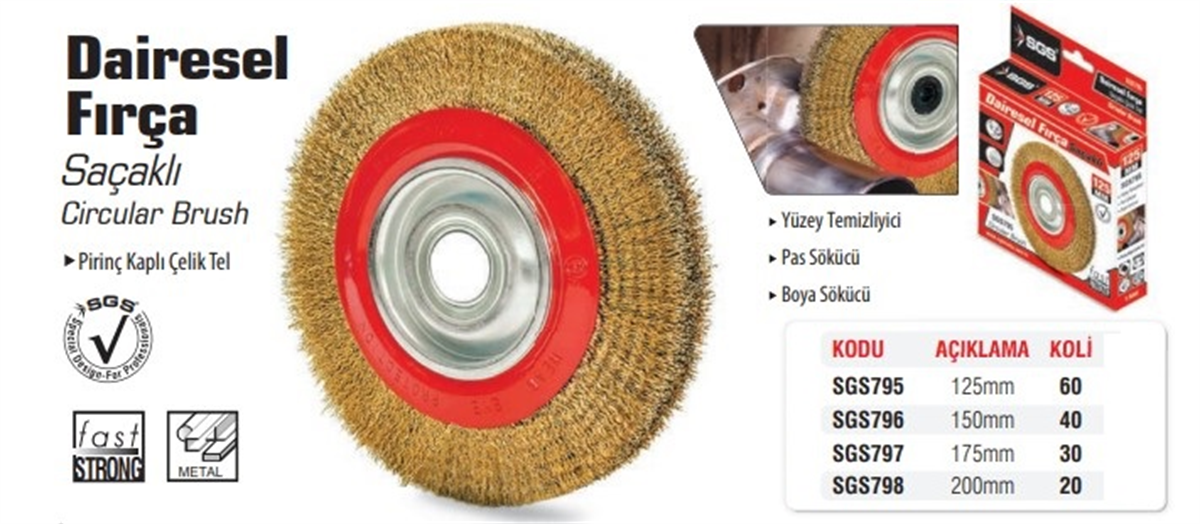 SGS Dairesel Fırça Saçaklı 175 Mm SGS797Fırçalar ve Yersiller