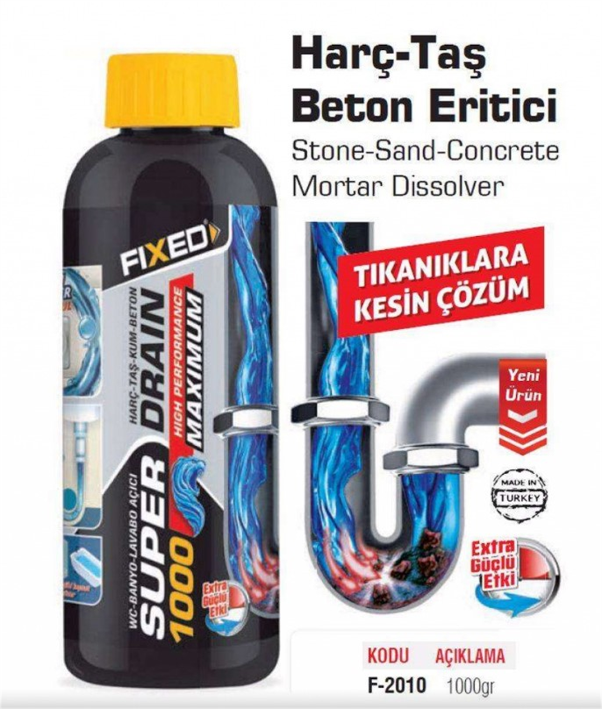 SGS Fıxed Harç-Beton-Taş Eritici 1000 Gr F-2010Temizlik Ürünleri