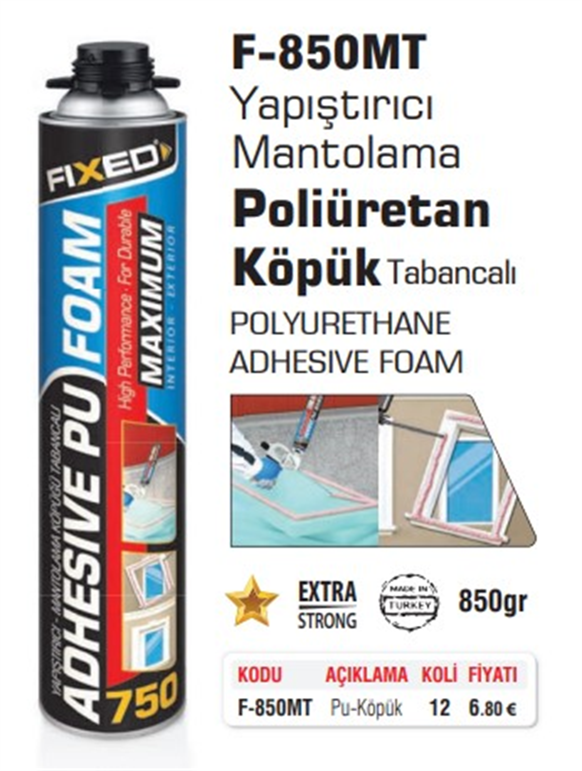 SGS Fıxed Mantolama Köpüğü Tabancalı 850 GR F850MTYapı Kimyasalları