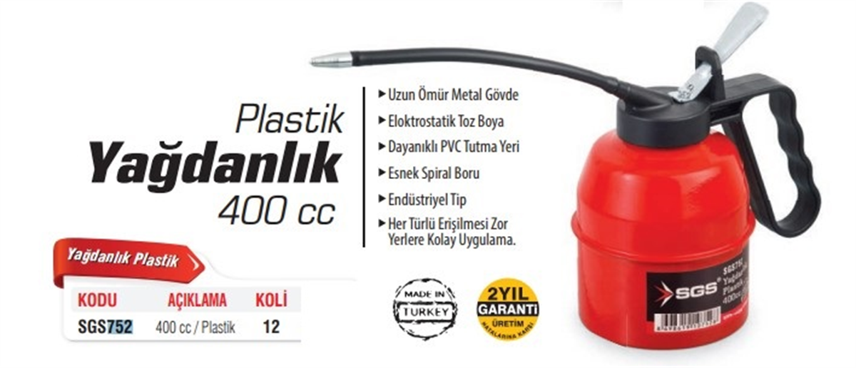 SGS Yağdanlık 400 Cc Plastik Uç SGS752Hırdavat Ürünleri