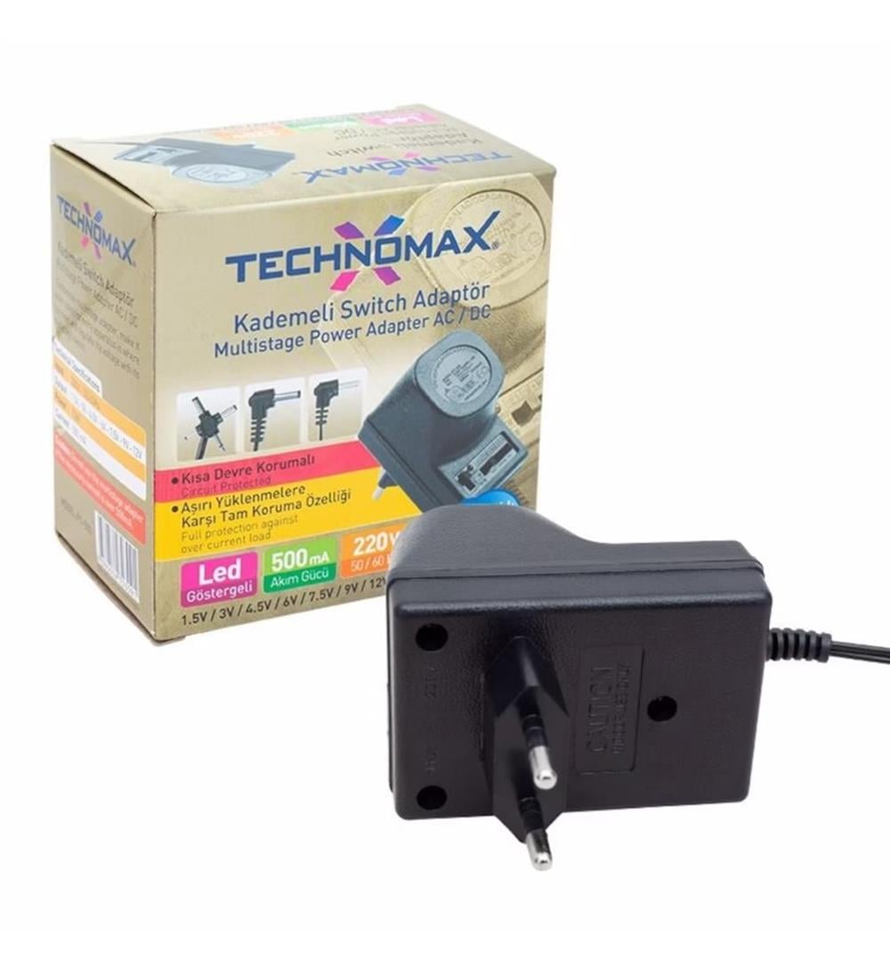 Technomax Kademeli Switch Adaptör PLT-500Yedek Akü & Şarj Cihazları