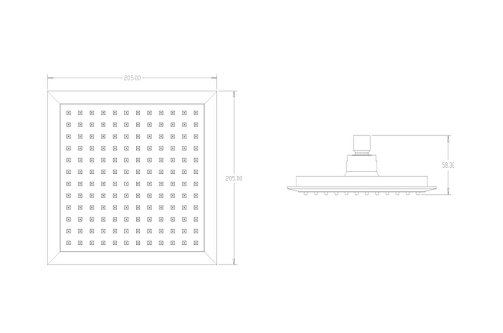 Tema Quadro Kare Tepe Duş Başlığı 55200Duş Setleri