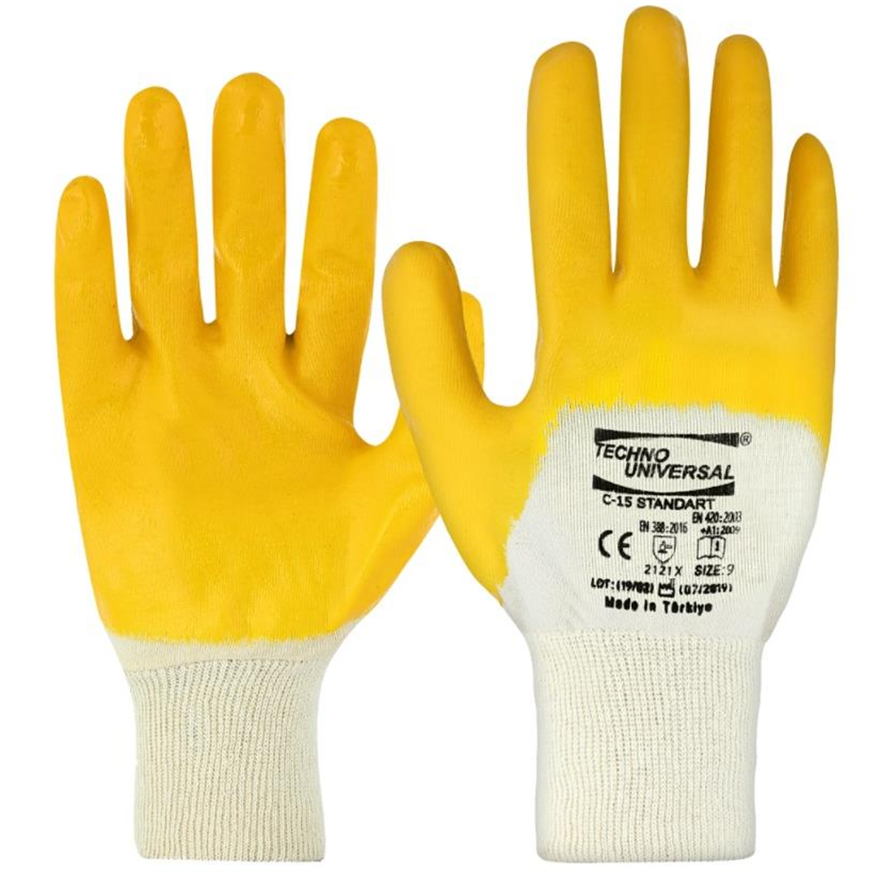 Universal Nitril İş Eldiveni Sarı C-15 No 10Eldivenler