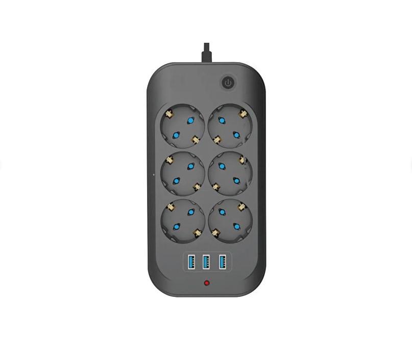 Wınnboss Akım Korumalı Priz 3 Usb 6 Priz 6311Priz & Anahtar Çeşitleri
