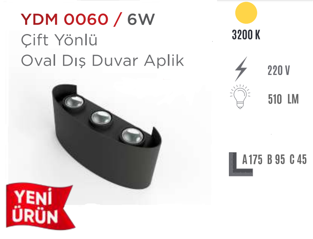 Ycl Çift Yön Led Dış Duvar Aplik Ydm-0060Aplikler
