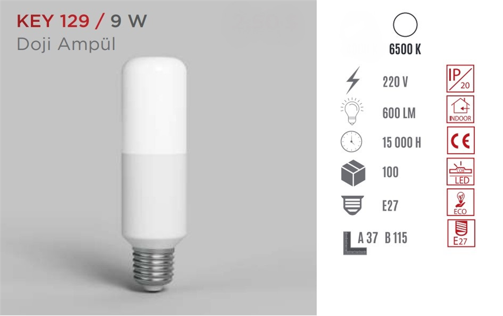 Ycl Doji Ampul 9W E27 Beyaz KEY-129Led Ampuller