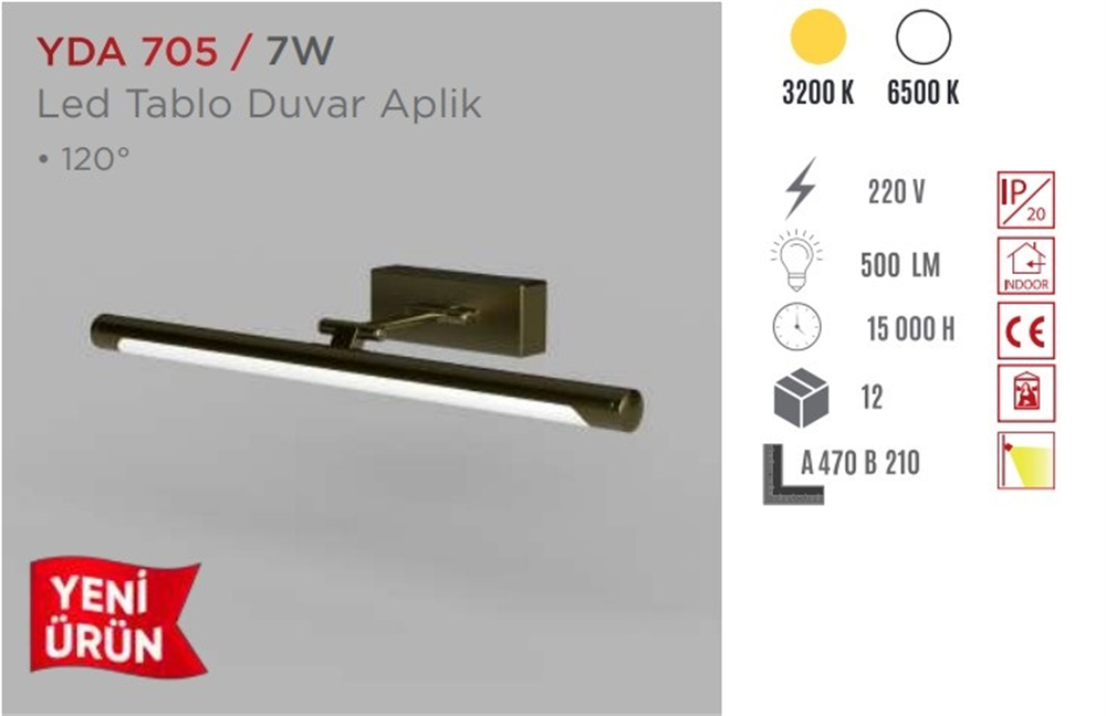 Ycl Led Tablo Aplik Beyaz Işık Yda-705Aplikler