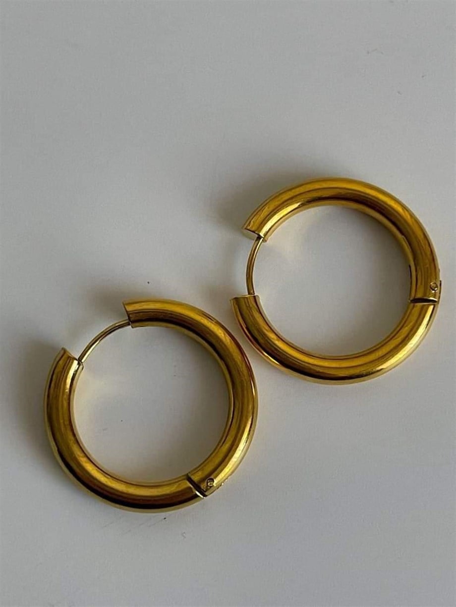 	Çelik Gold Renk Pera Basic Halka Küpe( 2.5 Cm)-(5 Numara)