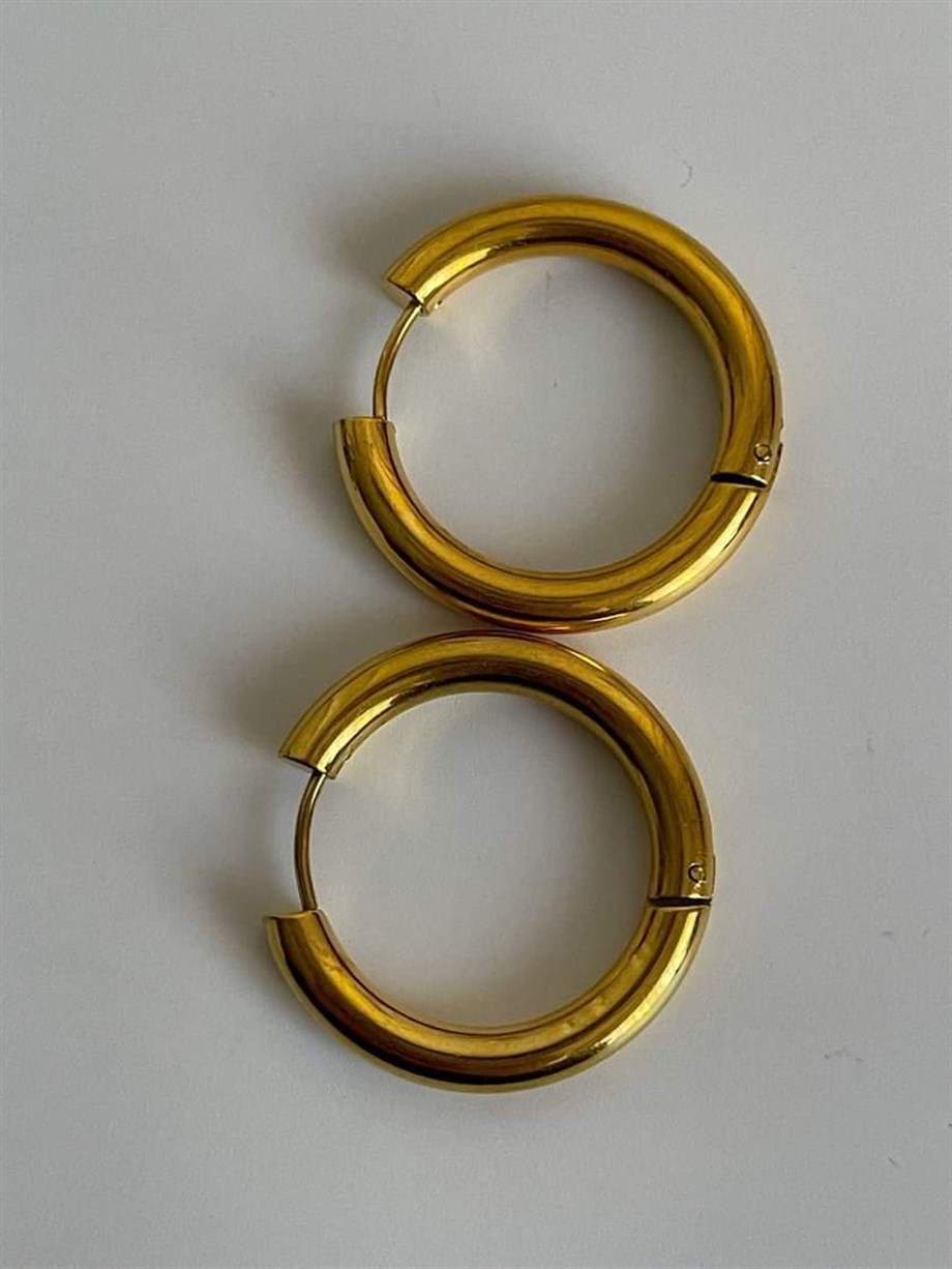 	Çelik Gold Renk Pera Basic Halka Küpe( 2.5 Cm)-(5 Numara)