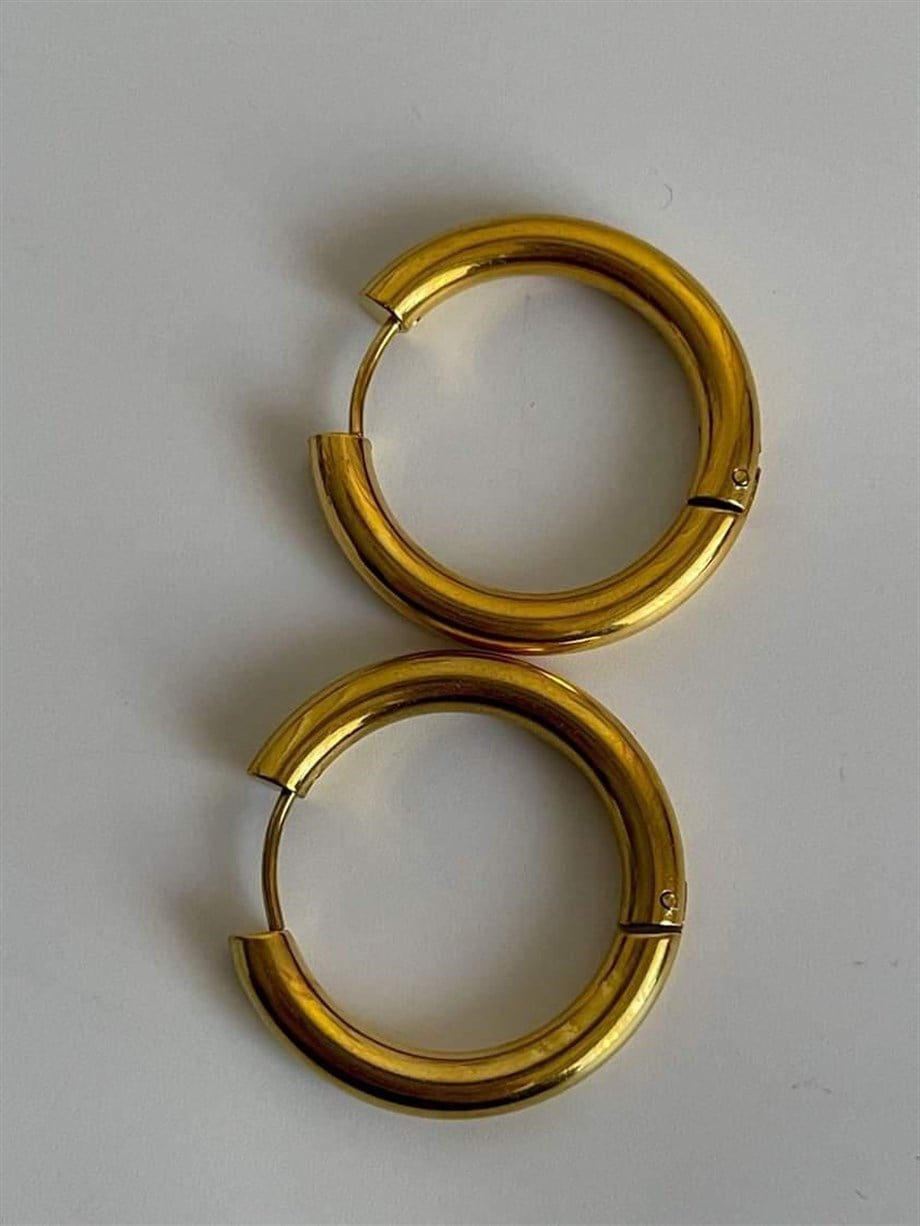	Çelik Gold Renk Pera Basic Halka Küpe( 2.5 Cm)-(5 Numara)