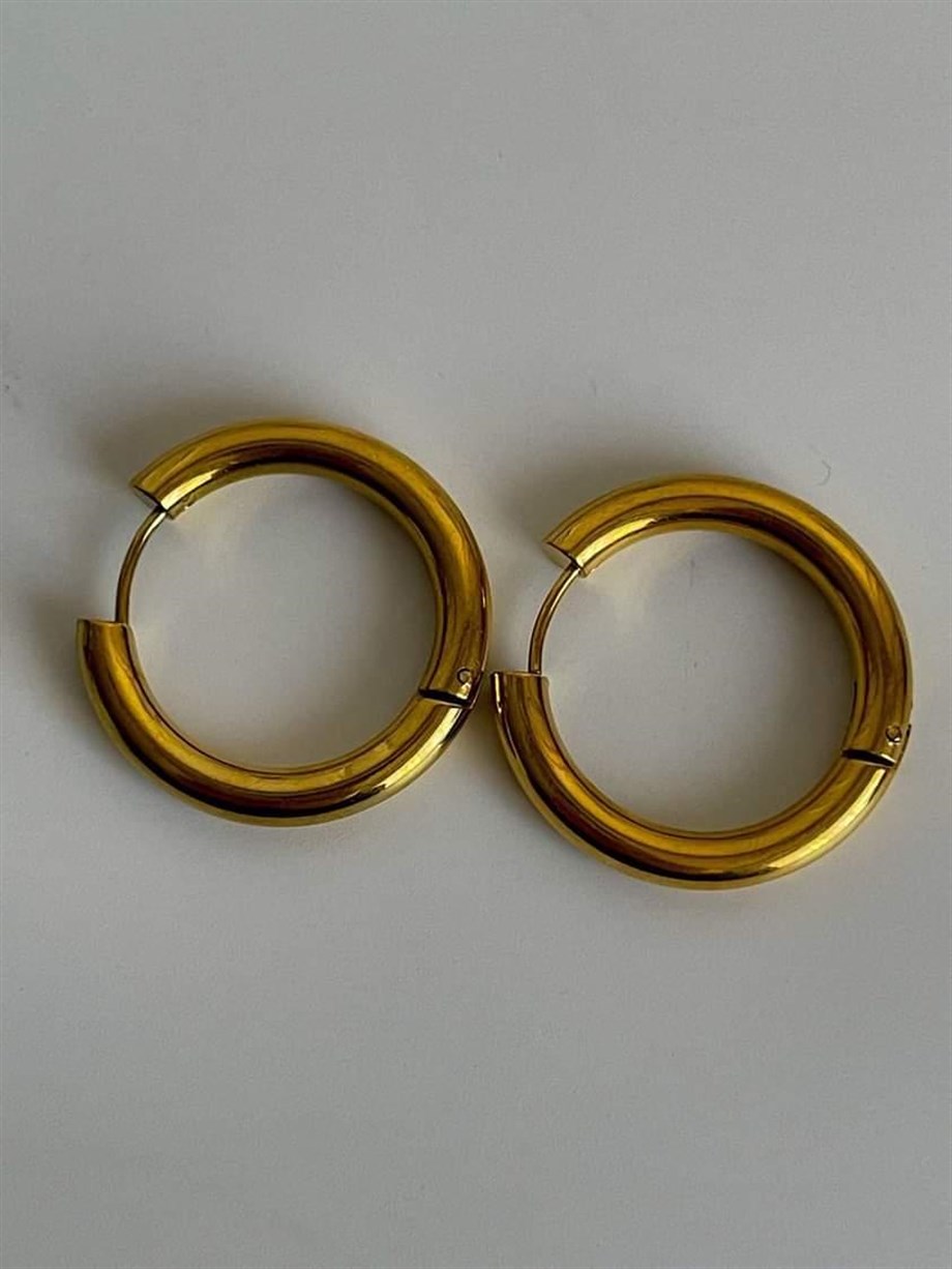 	Çelik Gold Renk Pera Basic Halka Küpe( 2.5 Cm)-(5 Numara)