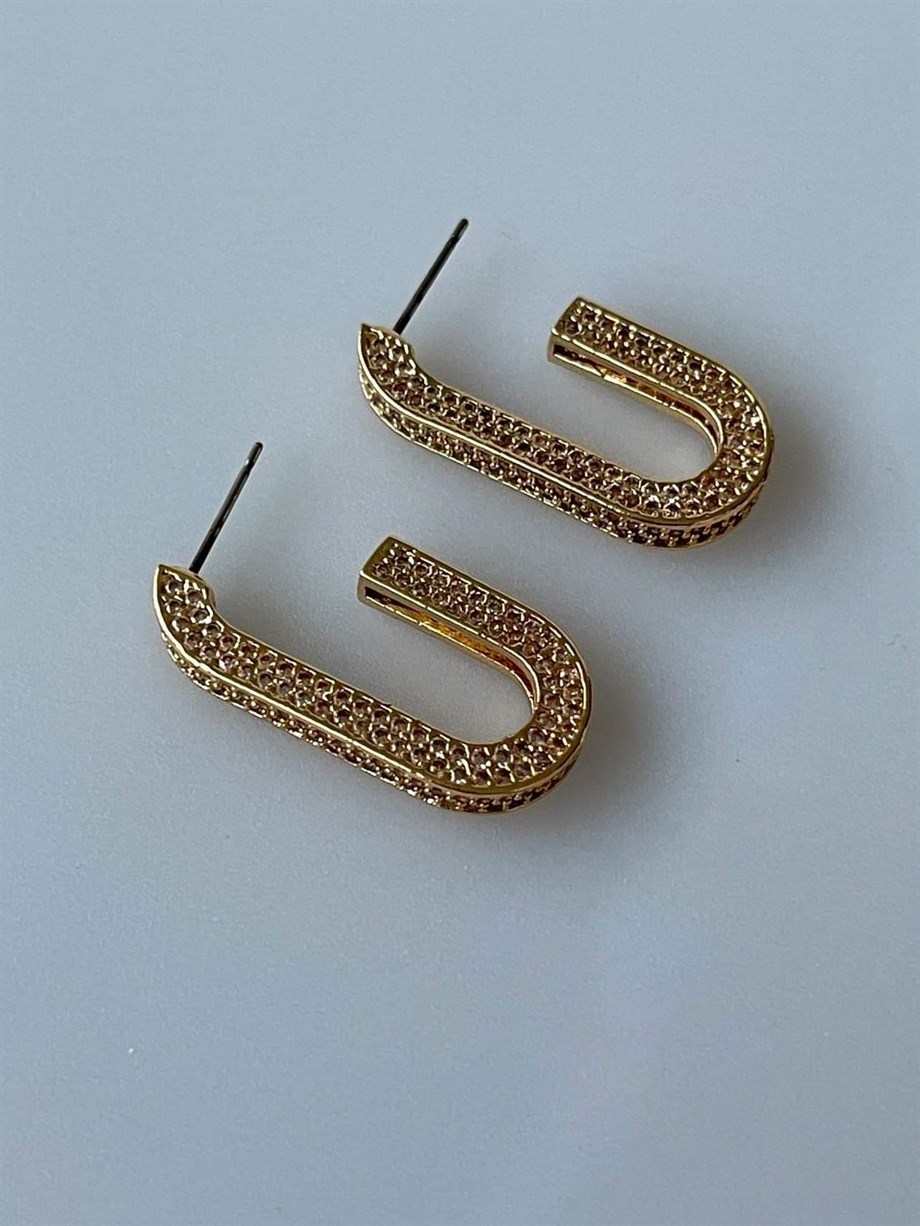  Kaplama Luva Zirkon Taşlı Küpe (3 Cm)