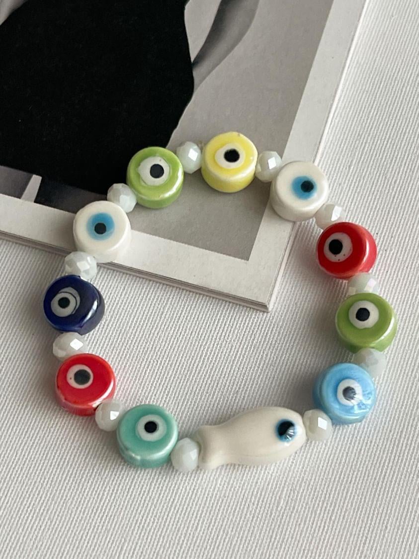 Cam Nazar Boncuklu Balıklı Lastikli Summer Bileklik 