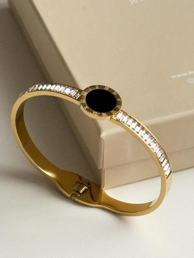 Çeli Gold Siyah Marka Model Baget Taşlı Kelepçe Bileklik