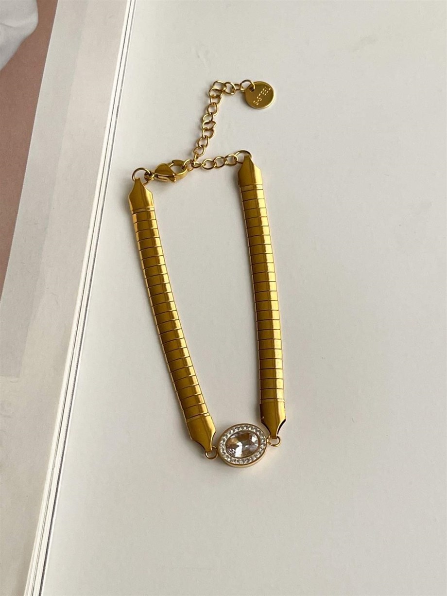 Çelik Baget Taşlı Bileklik (23 Cm)