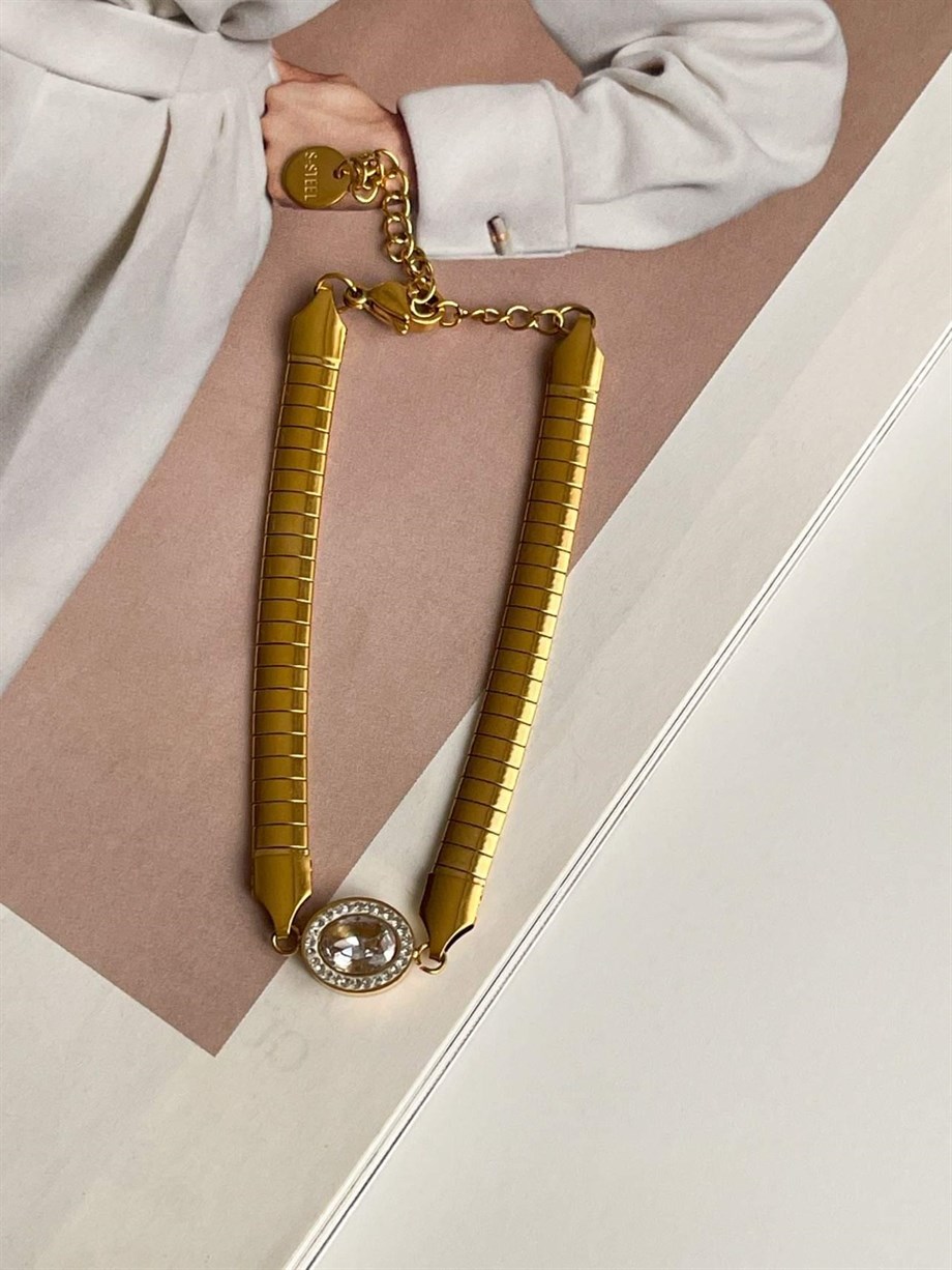 Çelik Baget Taşlı Bileklik (23 Cm)