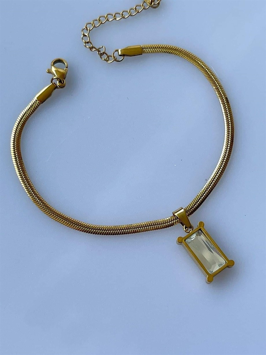 Çelik Baget Taşlı Bileklik (24 Cm)
