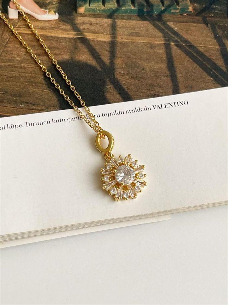 Çelik Baget Taşlı Minimal Kolye (46 Cm)