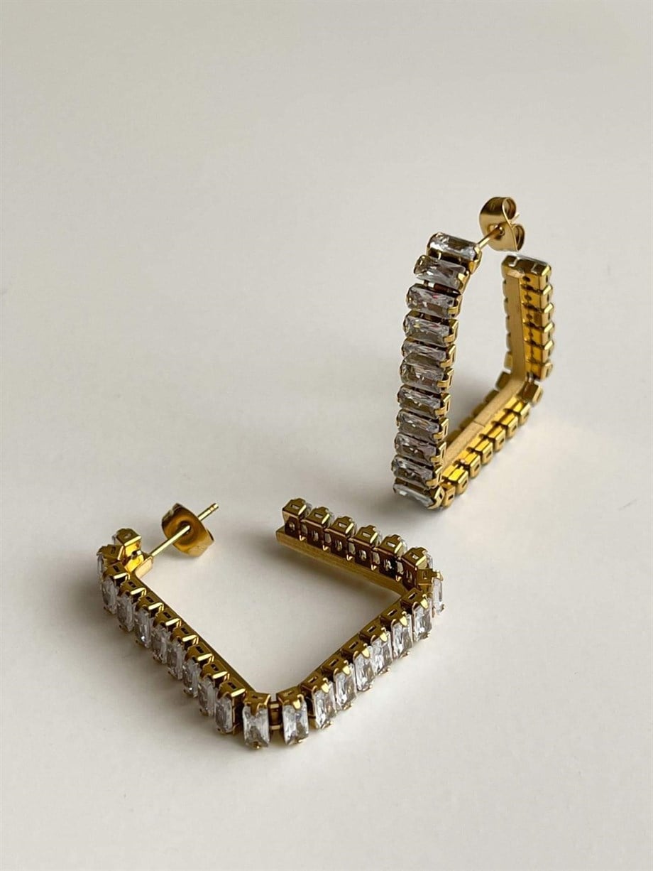 Çelik Baget Taşlı Valeria Küpe (3.20 Cm)