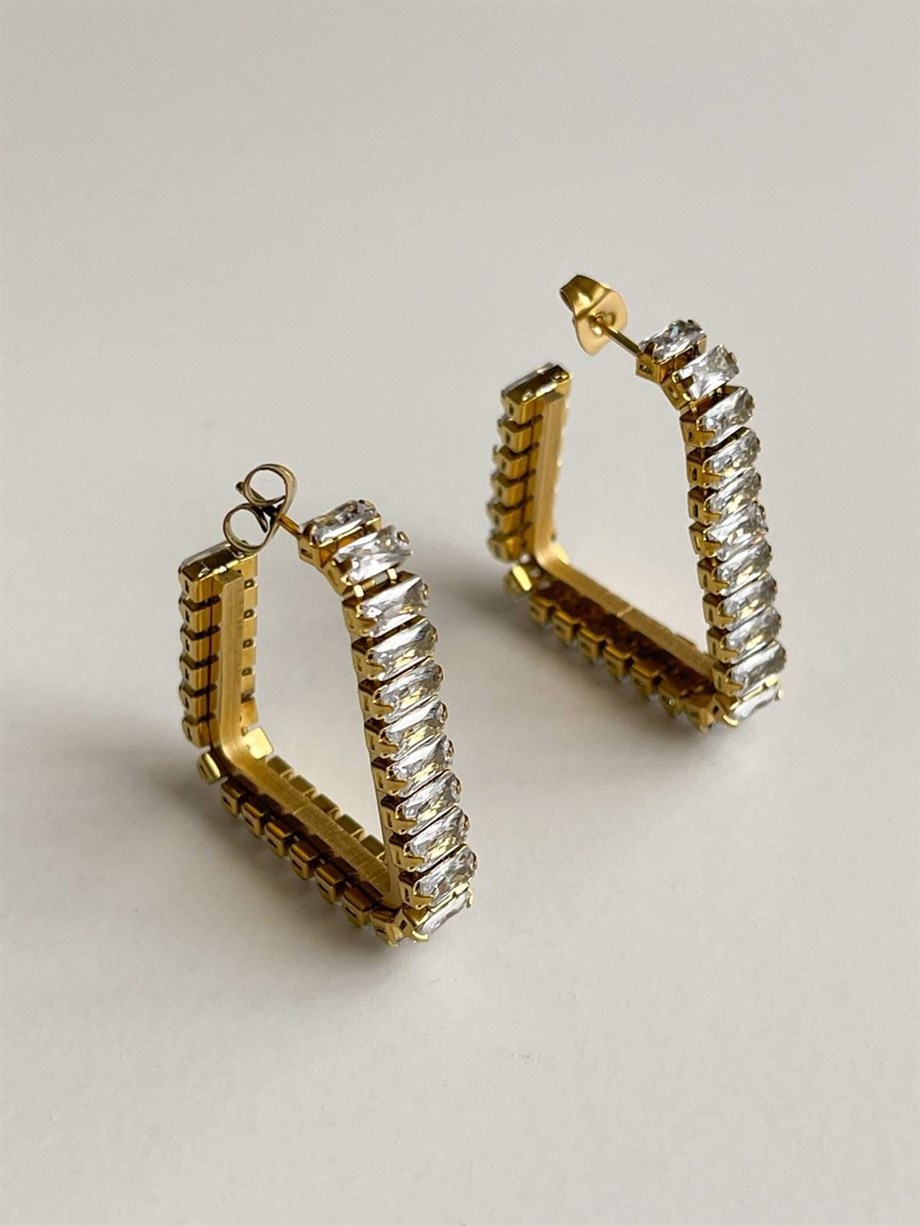 Çelik Baget Taşlı Valeria Küpe (3.20 Cm)