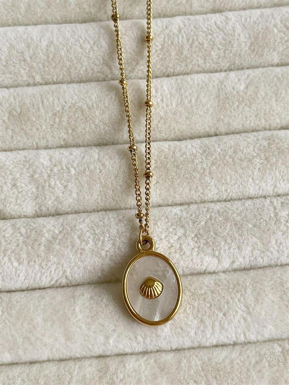 Çelik Beyaz Sedefli İstiridyeli Minimal Kolye (45 Cm)